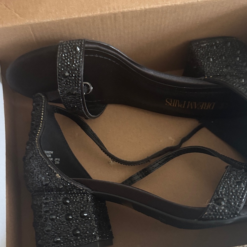 Dream Pairs Women's Glitter Black Heels
